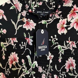 Nautica Black Floral Lake Tahoe Midi Dress